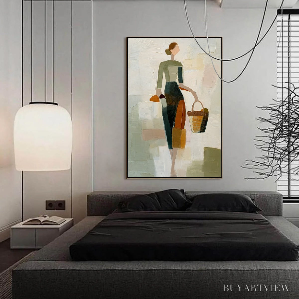 BUYARTVIEW the Gatherer – Textured Abstract Figurative Painting of a Woman - image 4