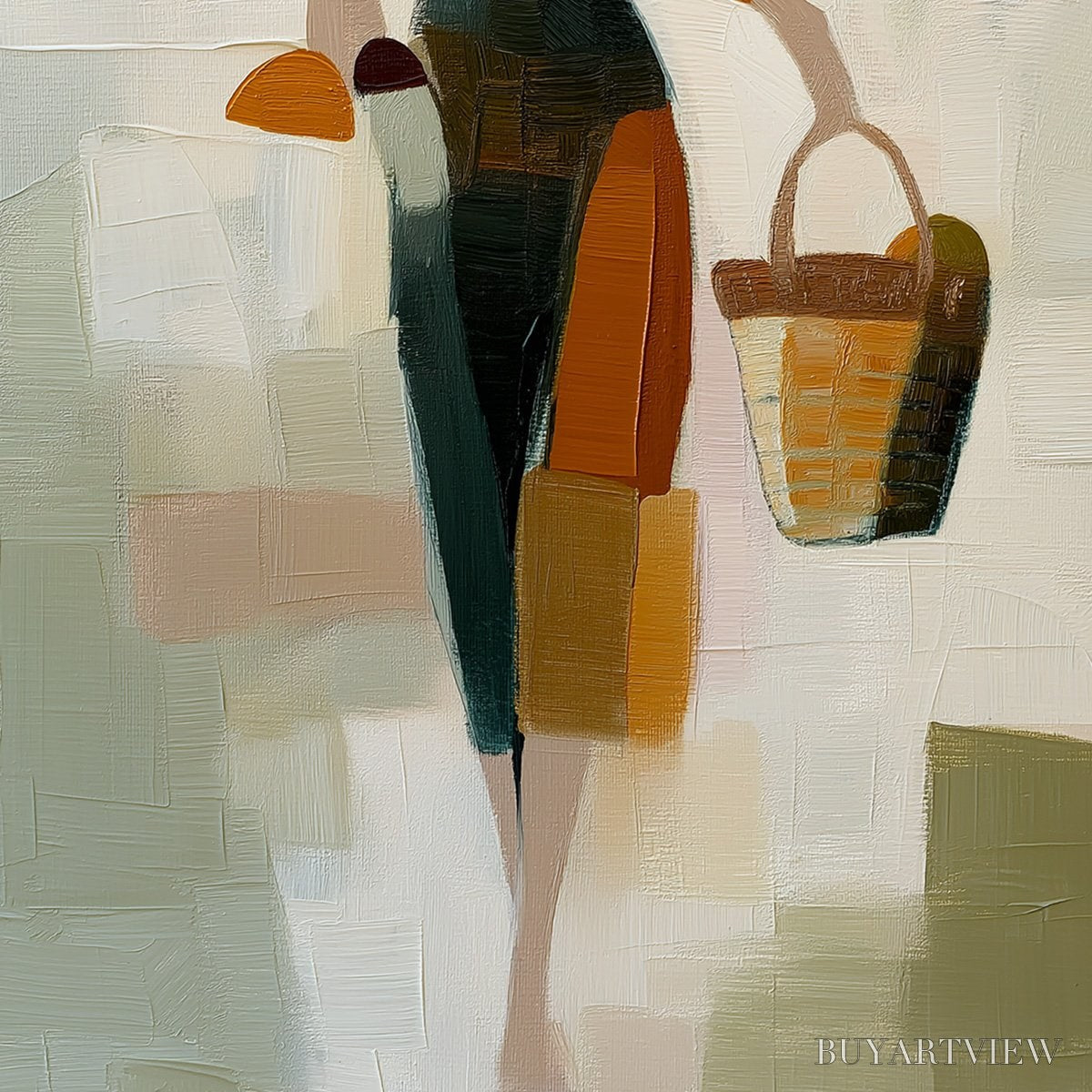 BUYARTVIEW the Gatherer – Textured Abstract Figurative Painting of a Woman - image 5