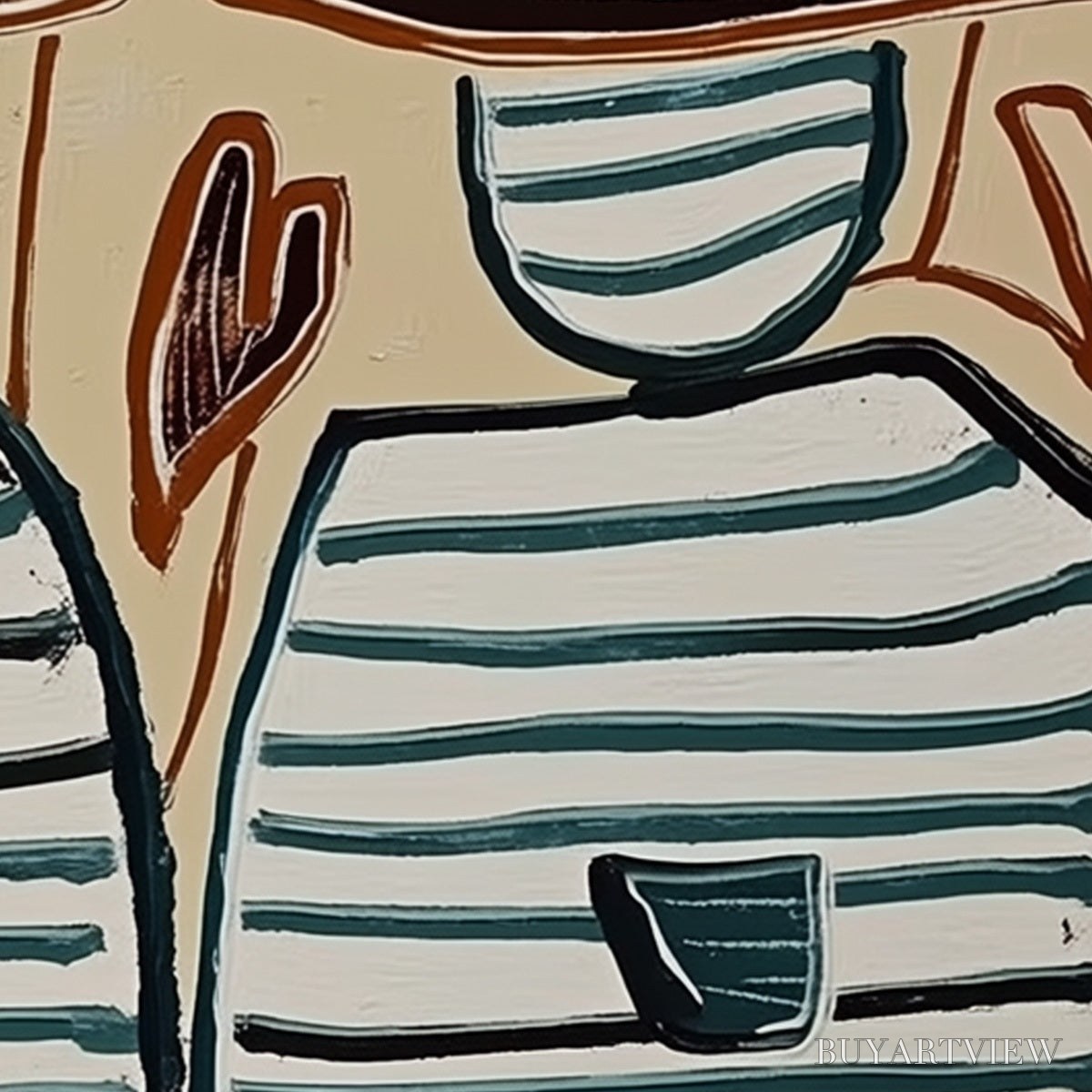 BUYARTVIEW Kindred Spirits – Modern Abstract Figurative Painting of Two Companions - image 5