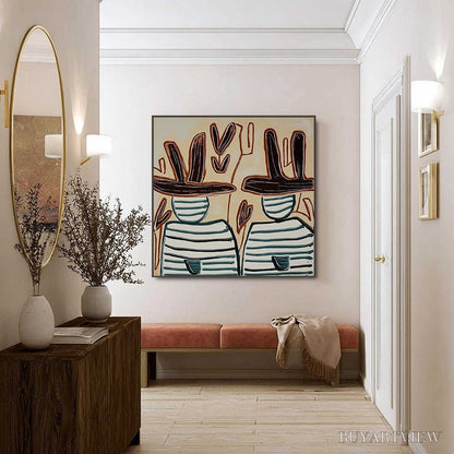 BUYARTVIEW Kindred Spirits – Modern Abstract Figurative Painting of Two Companions - image 6