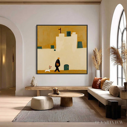 BUYARTVIEW Pilgrim'S Path – Minimalist Figurative Painting of a Spanish Village Scene - image 2