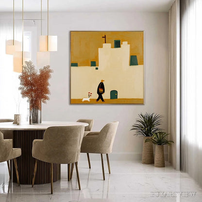 BUYARTVIEW Pilgrim'S Path – Minimalist Figurative Painting of a Spanish Village Scene - image 4