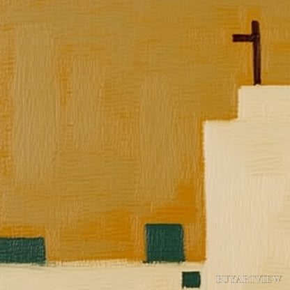 BUYARTVIEW Pilgrim'S Path – Minimalist Figurative Painting of a Spanish Village Scene - image 5