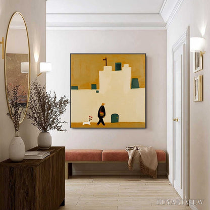 BUYARTVIEW Pilgrim'S Path – Minimalist Figurative Painting of a Spanish Village Scene - image 6
