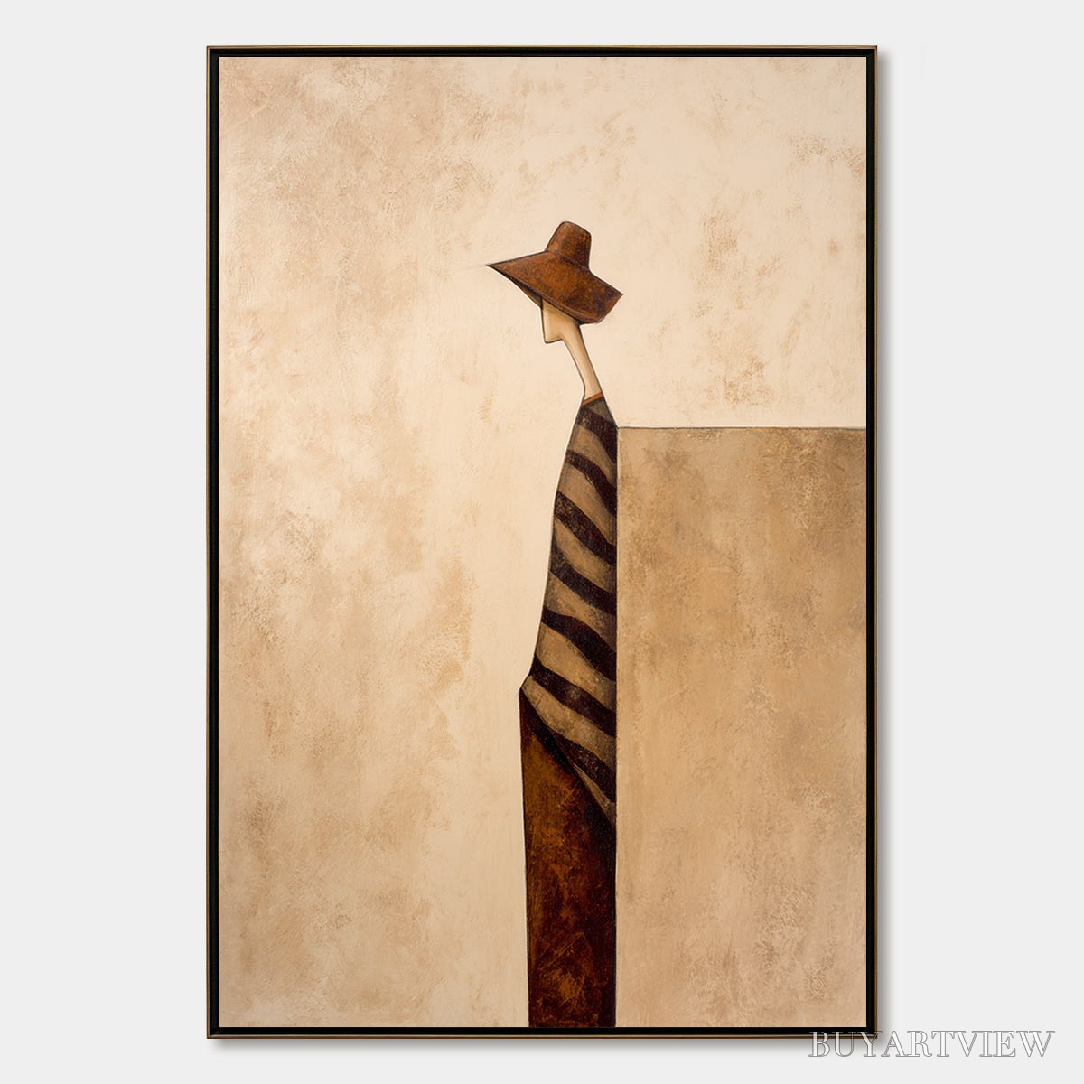 BUYARTVIEW Solitude – Minimalist Figurative Painting in Earthy Tones - image 1