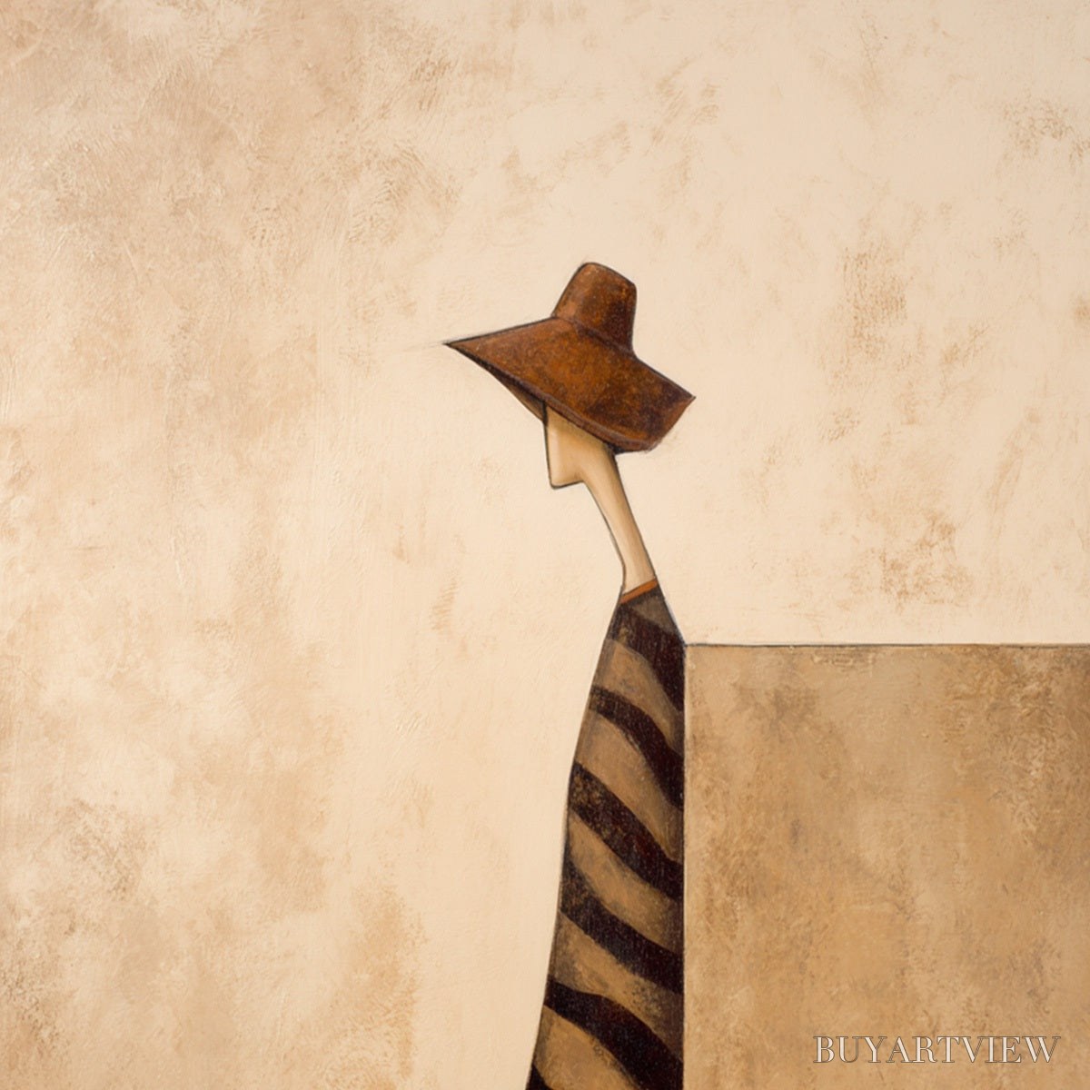 BUYARTVIEW Solitude – Minimalist Figurative Painting in Earthy Tones - image 3