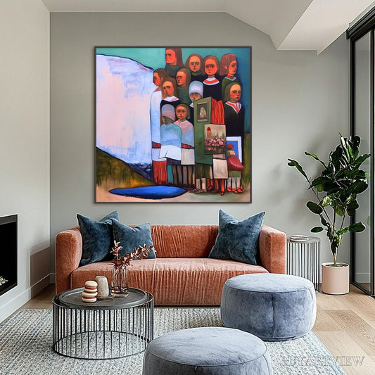 BUYARTVIEW the Storykeepers – Colorful Figurative Painting of a Generational Gathering - image 2