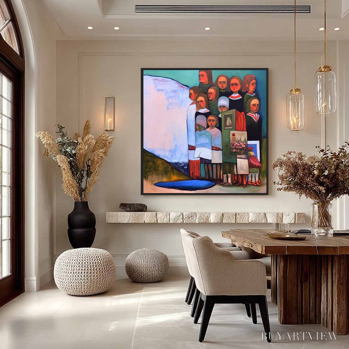 BUYARTVIEW the Storykeepers – Colorful Figurative Painting of a Generational Gathering - image 4