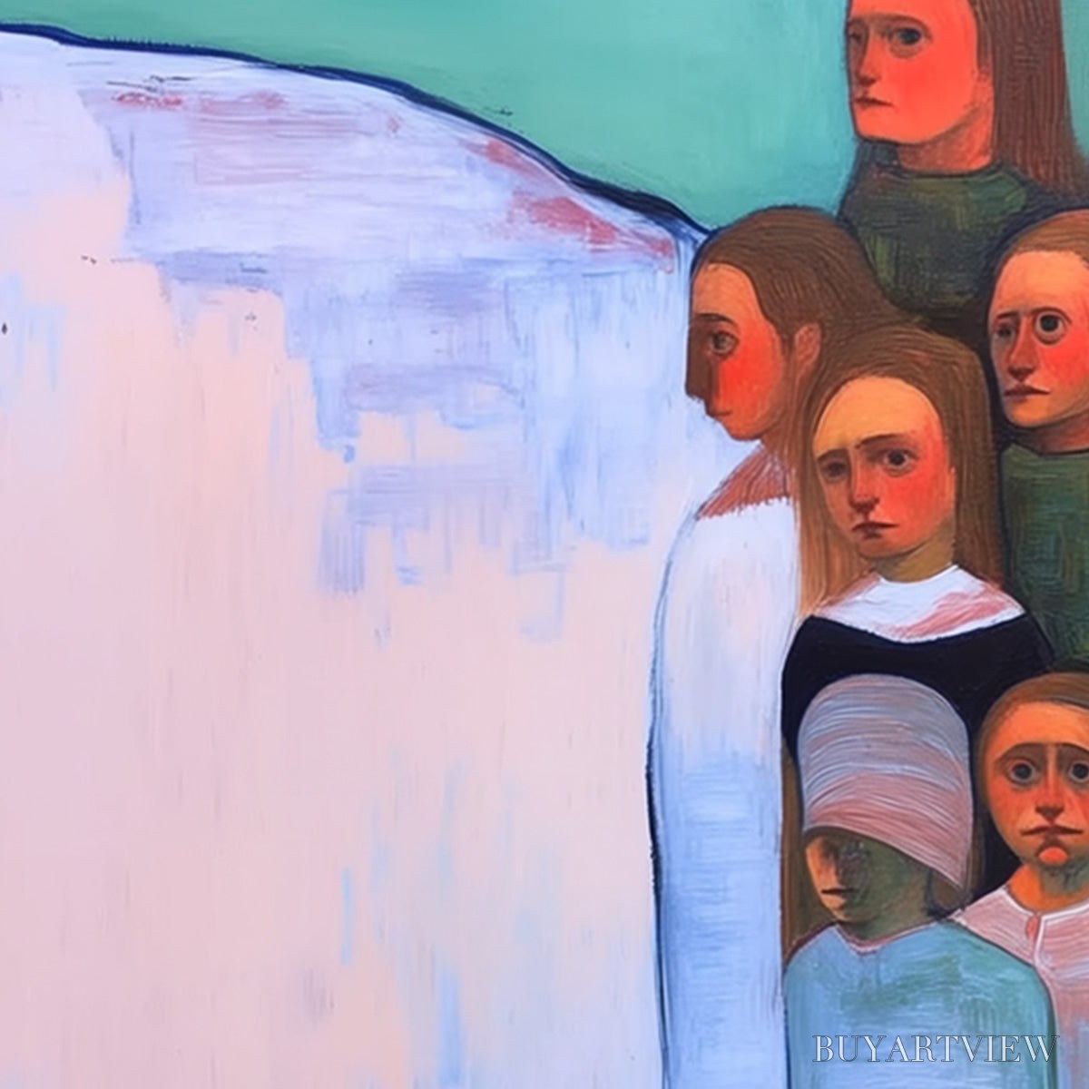 BUYARTVIEW the Storykeepers – Colorful Figurative Painting of a Generational Gathering - image 5