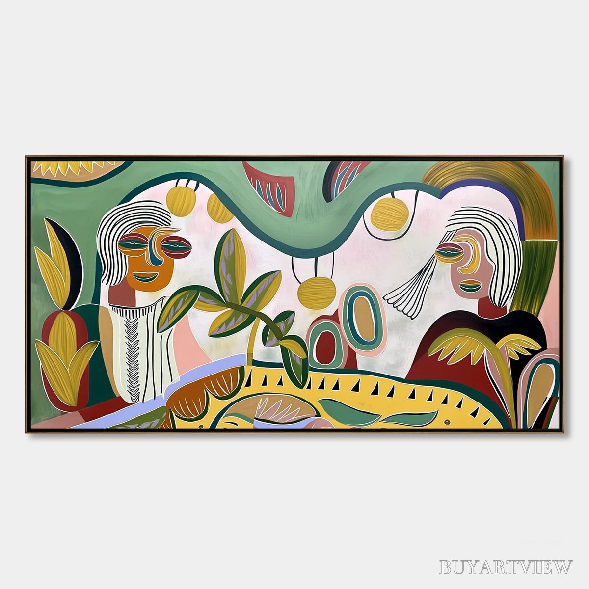 BUYARTVIEW Garden Whispers – Colorful Abstract Figurative Painting for Modern Spaces - image 1