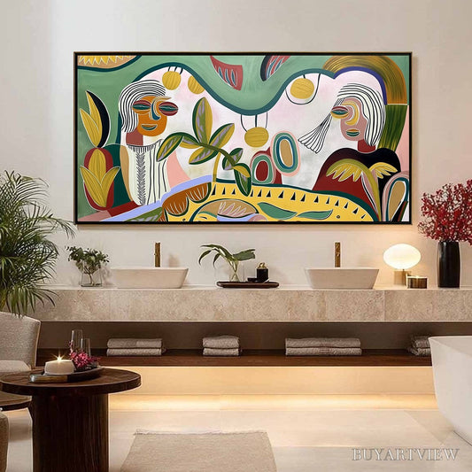 BUYARTVIEW Garden Whispers – Colorful Abstract Figurative Painting for Modern Spaces - image 2