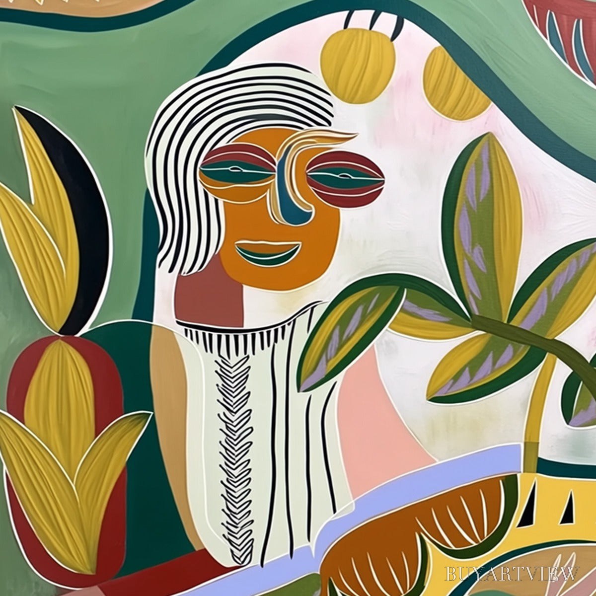 BUYARTVIEW Garden Whispers – Colorful Abstract Figurative Painting for Modern Spaces - image 3