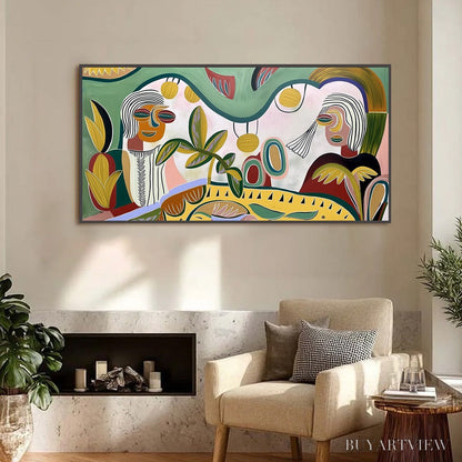 BUYARTVIEW Garden Whispers – Colorful Abstract Figurative Painting for Modern Spaces - image 4