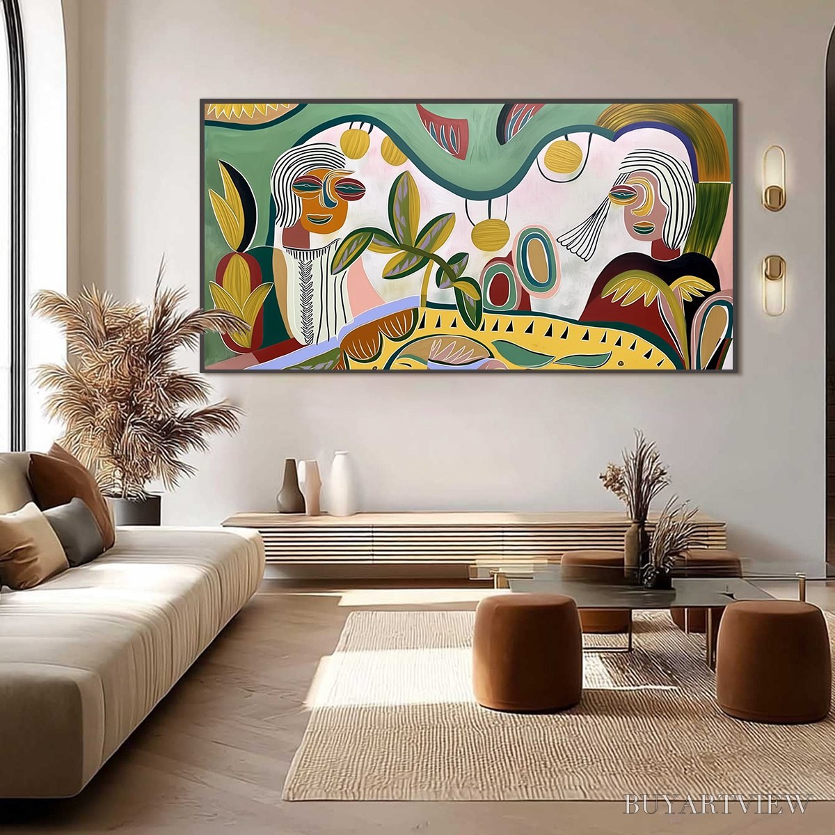 BUYARTVIEW Garden Whispers – Colorful Abstract Figurative Painting for Modern Spaces - image 6