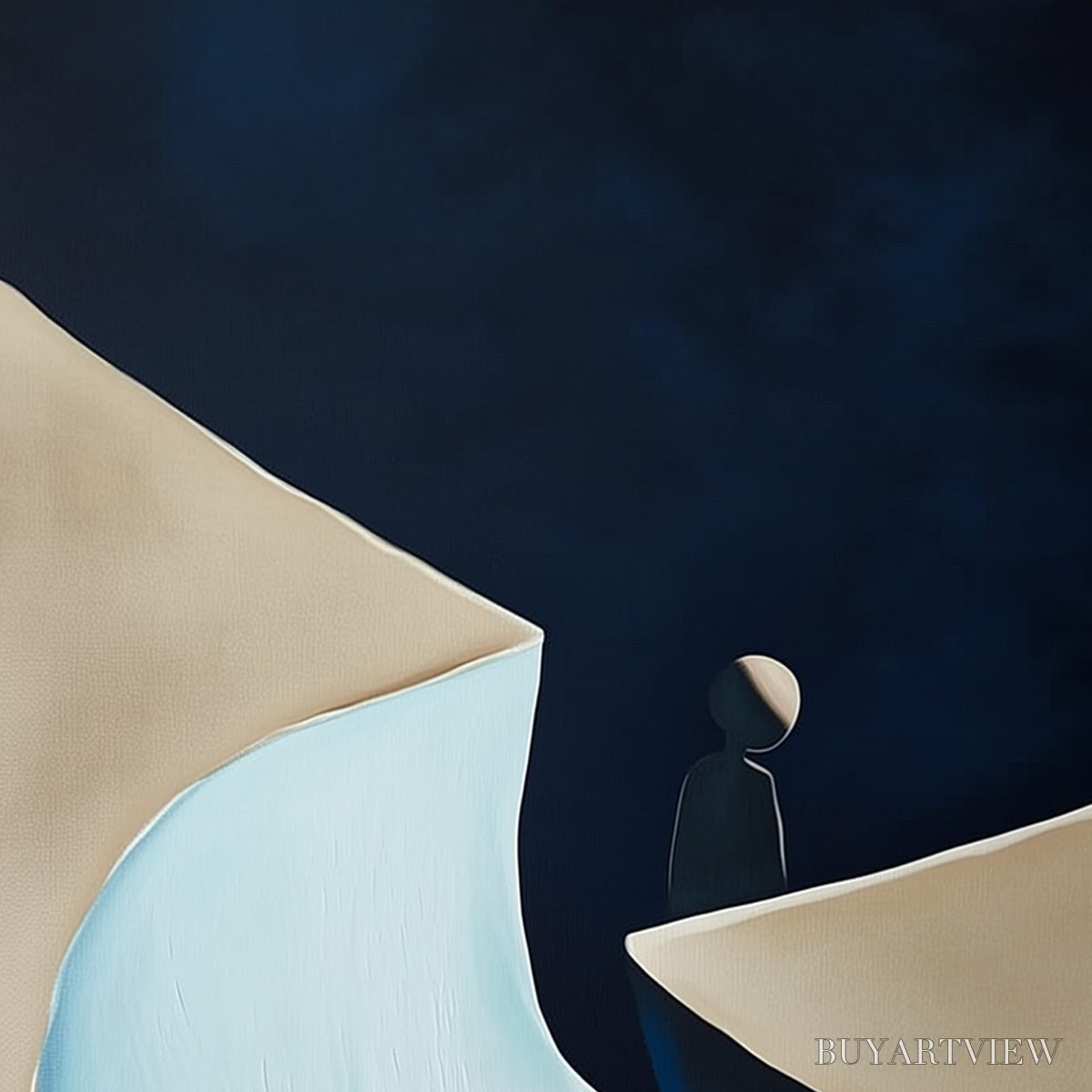 BUYARTVIEW the Crossing – Minimalist Abstract Painting of a Figure's Journey - image 3