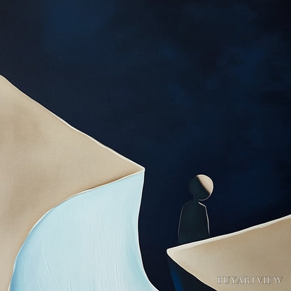 BUYARTVIEW the Crossing – Minimalist Abstract Painting of a Figure's Journey - image 3