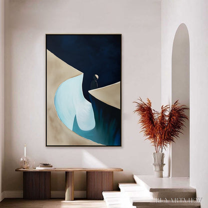 BUYARTVIEW the Crossing – Minimalist Abstract Painting of a Figure's Journey - image 4