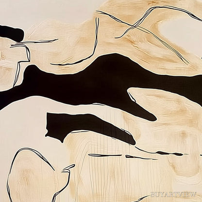 BUYARTVIEW Silhouettes in Repose – Large Abstract Figurative Painting in Black and Beige - image 3