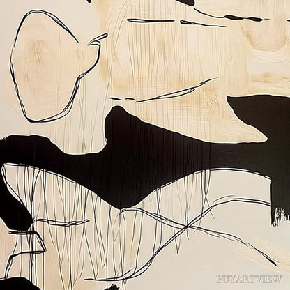 BUYARTVIEW Silhouettes in Repose – Large Abstract Figurative Painting in Black and Beige - image 5