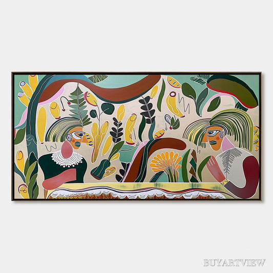 BUYARTVIEW Garden Whispers – Colorful Abstract Figurative Boho - image 1