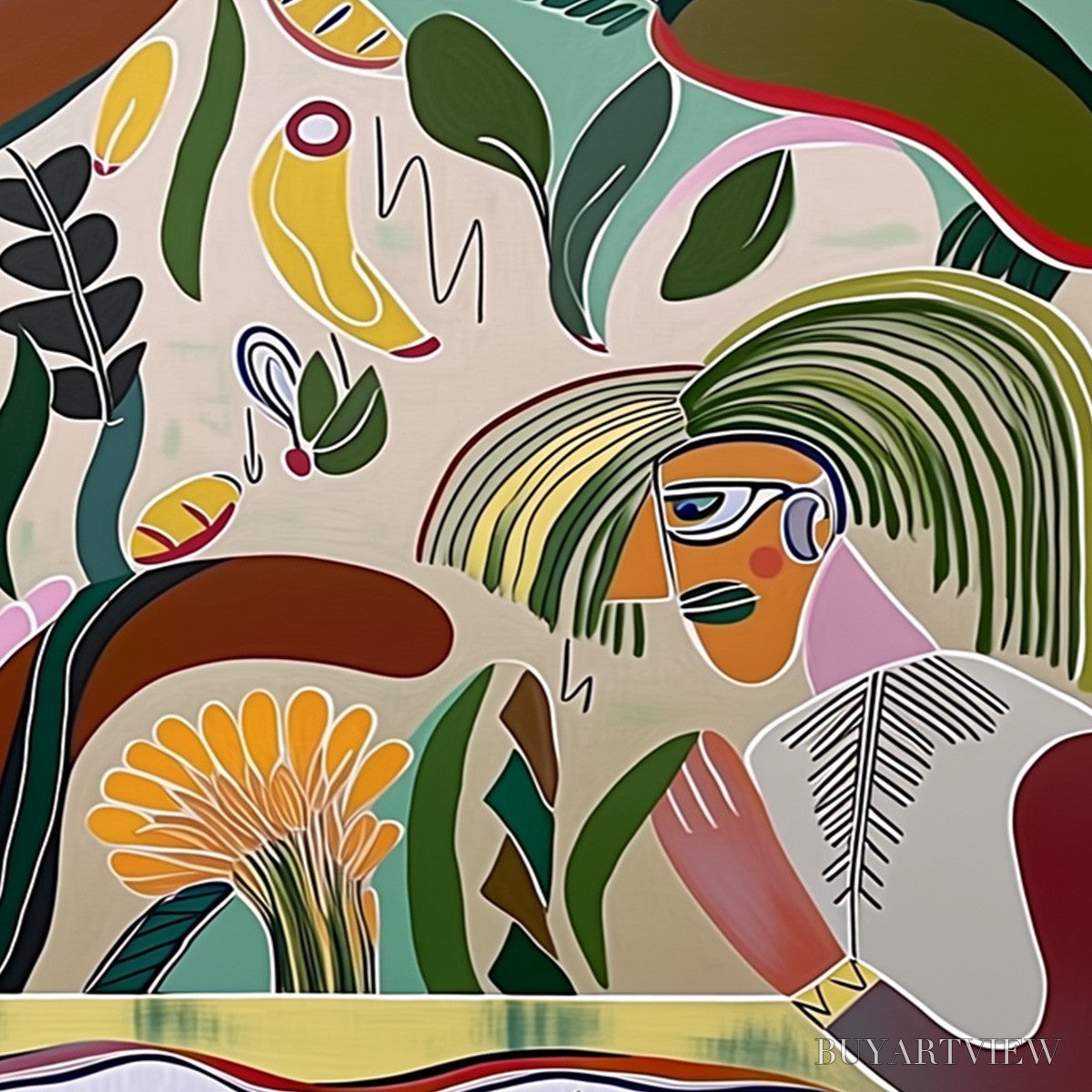 BUYARTVIEW Garden Whispers – Colorful Abstract Figurative Boho - image 5