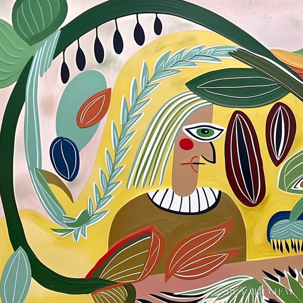 BUYARTVIEW Garden Whispers – Large Colorful Boho Figurative Abstract Painting - image 3