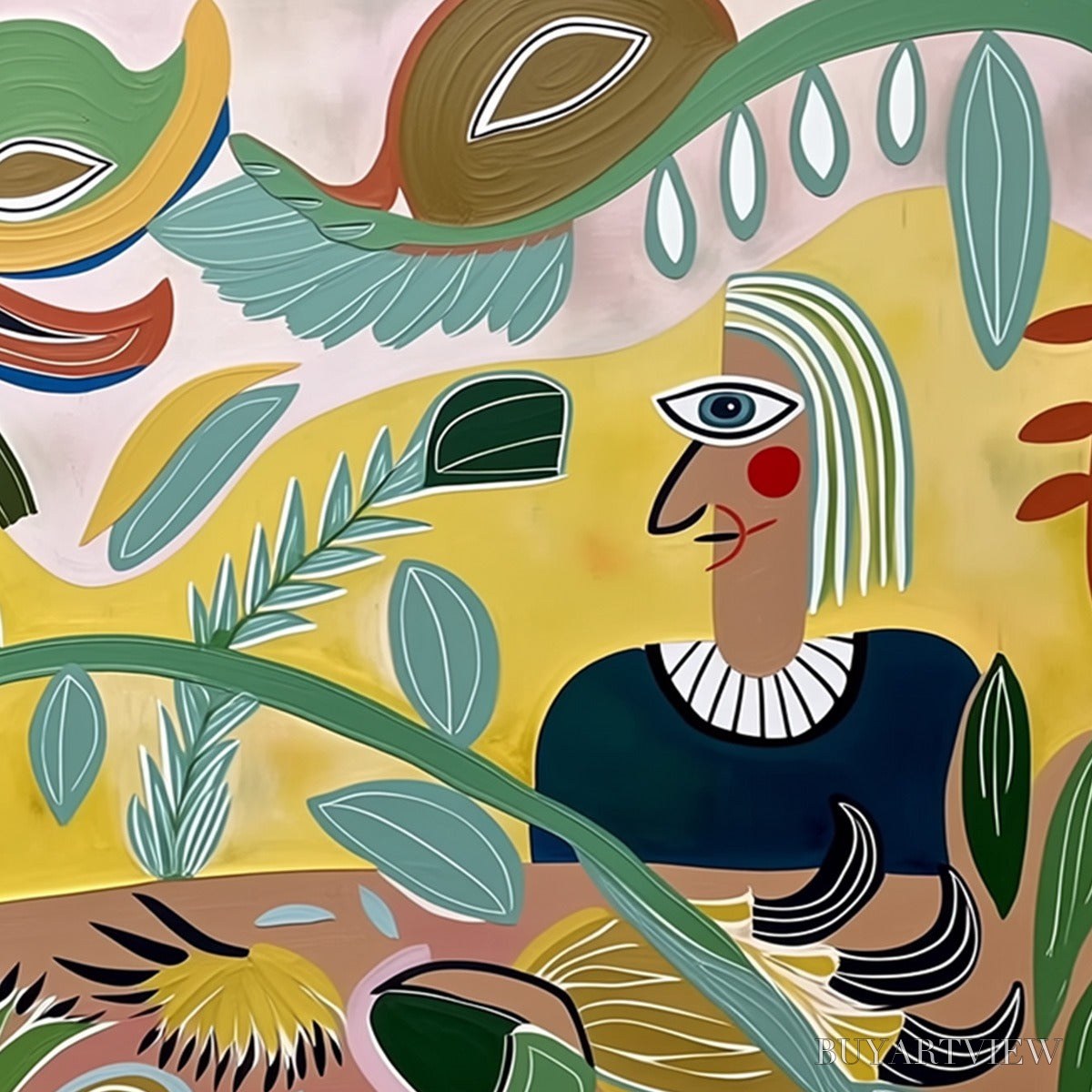 BUYARTVIEW Garden Whispers – Large Colorful Boho Figurative Abstract Painting - image 5