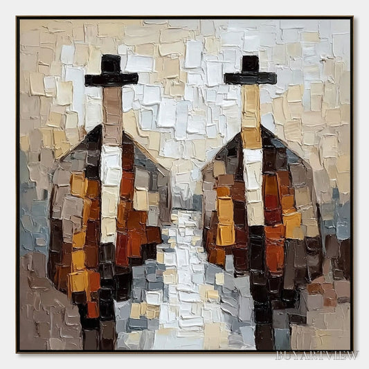 BUYARTVIEW the Journeymen – Heavy Texture Palette Knife Figurative Painting - image 1