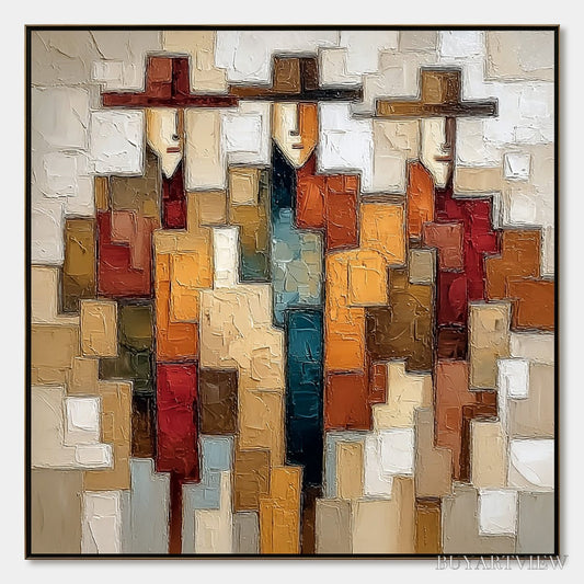 BUYARTVIEW the Companions – Textured Abstract Figurative Painting - image 1