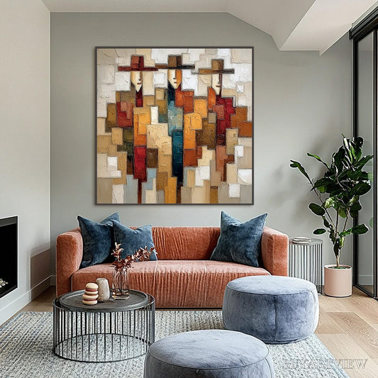 BUYARTVIEW the Companions – Textured Abstract Figurative Painting - image 2