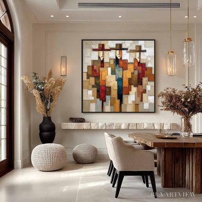 BUYARTVIEW the Companions – Textured Abstract Figurative Painting - image 4