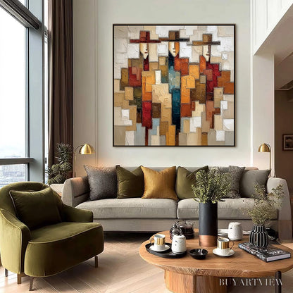 BUYARTVIEW the Companions – Textured Abstract Figurative Painting - image 6