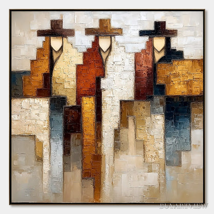 BUYARTVIEW Frontier Echoes – Large Textured Abstract Figurative Palette Knife Painting - image 1
