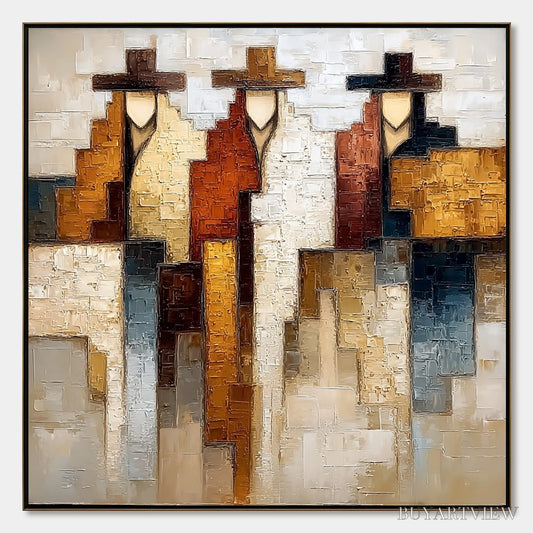 BUYARTVIEW Frontier Echoes – Large Textured Abstract Figurative Palette Knife Painting - image 1