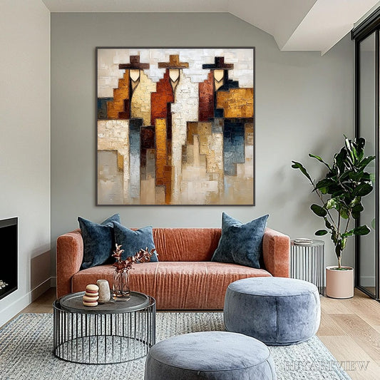 BUYARTVIEW Frontier Echoes – Large Textured Abstract Figurative Palette Knife Painting - image 2
