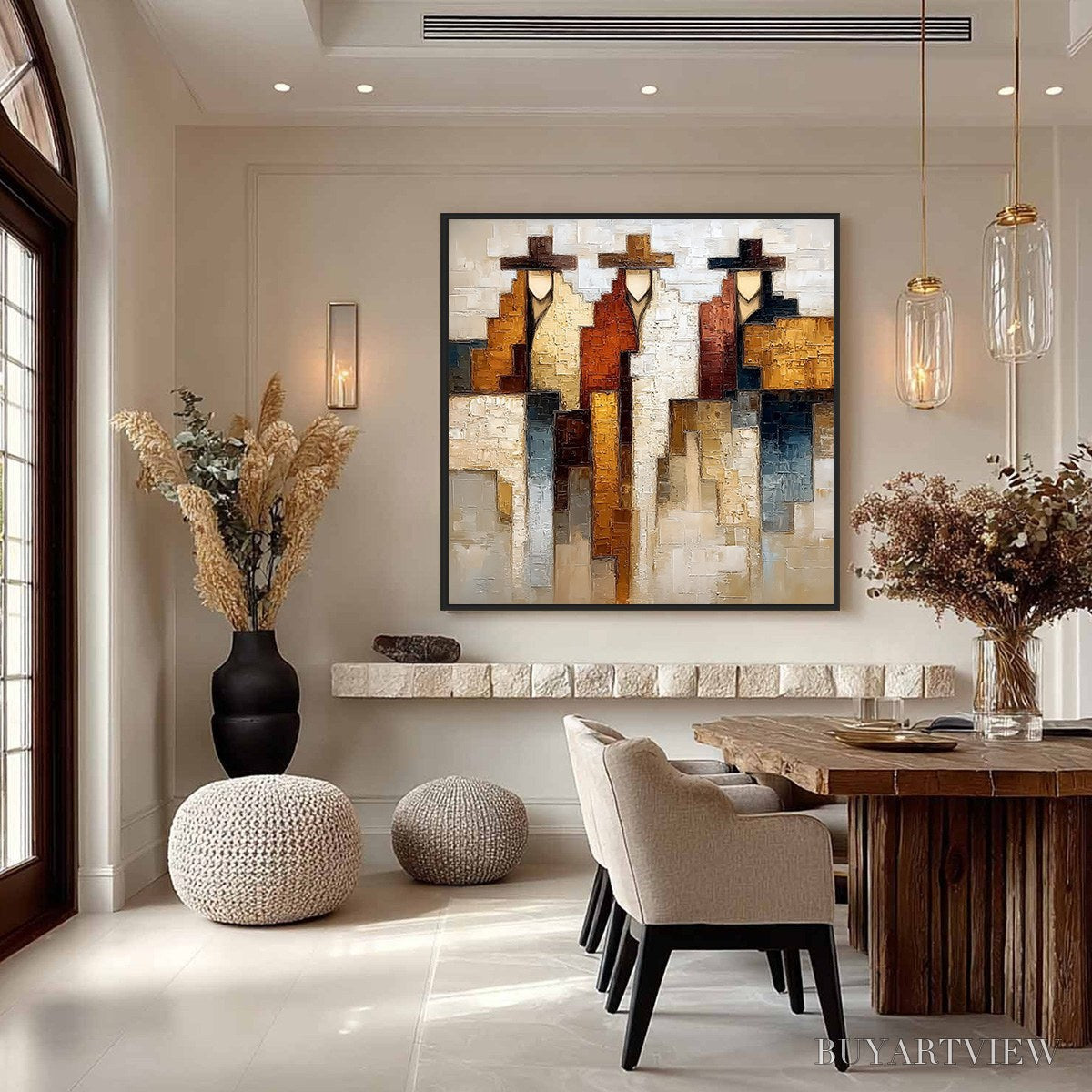 BUYARTVIEW Frontier Echoes – Large Textured Abstract Figurative Palette Knife Painting - image 4