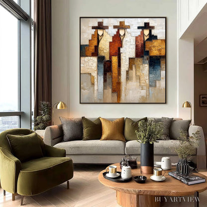 BUYARTVIEW Frontier Echoes – Large Textured Abstract Figurative Palette Knife Painting - image 6