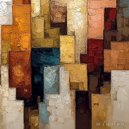 BUYARTVIEW the Triad – Textured Figurative Abstract Painting of Three Figures - image 3