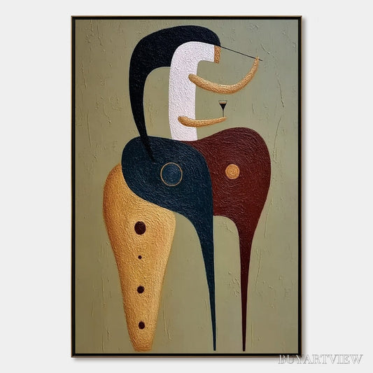 BUYARTVIEW the Connoisseur – Textured Abstract Figurative Painting for Modern Decor - image 1