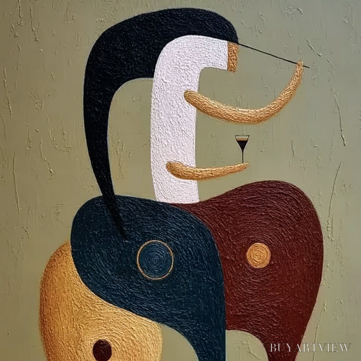 BUYARTVIEW the Connoisseur – Textured Abstract Figurative Painting for Modern Decor - image 3