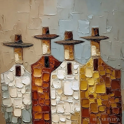 BUYARTVIEW the Fellowship – Textured Abstract Figurative Painting of Four Men - image 3