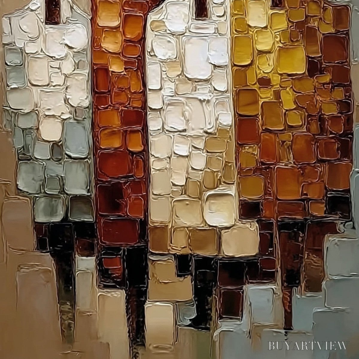 BUYARTVIEW the Fellowship – Textured Abstract Figurative Painting of Four Men - image 5