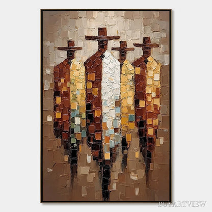 BUYARTVIEW the Fellowship – Textured Impasto Figurative Palette Knife Painting - image 1