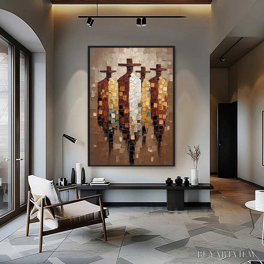 BUYARTVIEW the Fellowship – Textured Impasto Figurative Palette Knife Painting - image 2