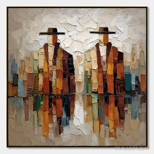 BUYARTVIEW the Companions – Textured Abstract Figurative Impasto Painting - image 1