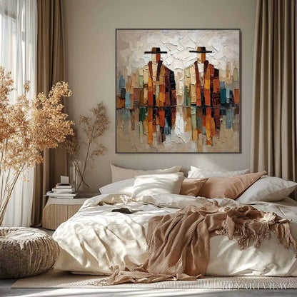 BUYARTVIEW the Companions – Textured Abstract Figurative Impasto Painting - image 2