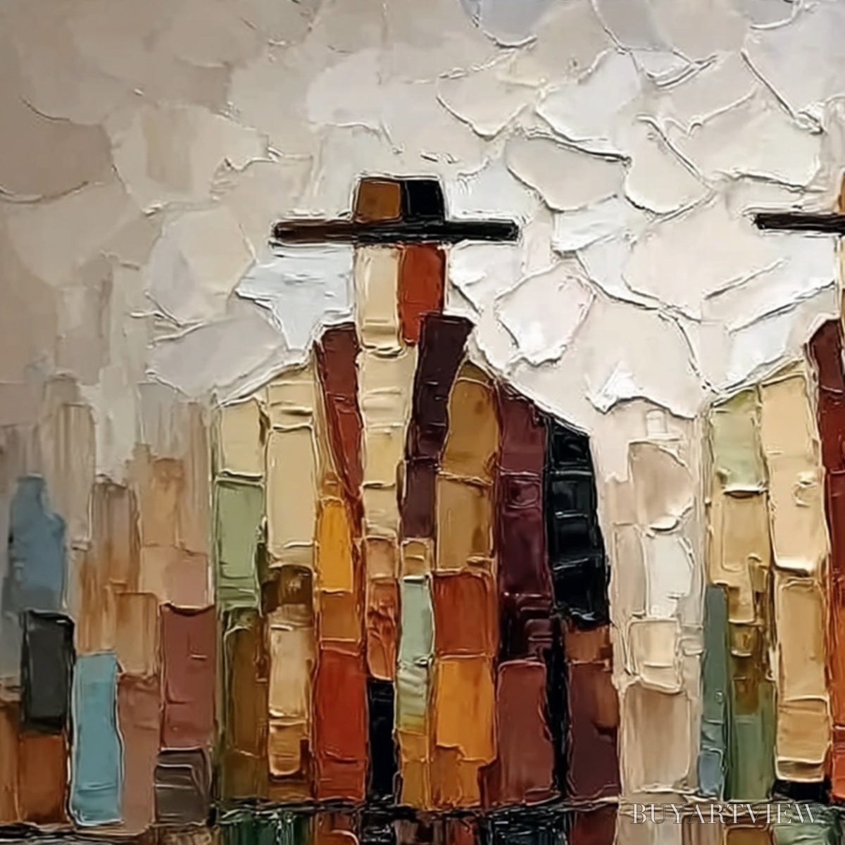 BUYARTVIEW the Companions – Textured Abstract Figurative Impasto Painting - image 3