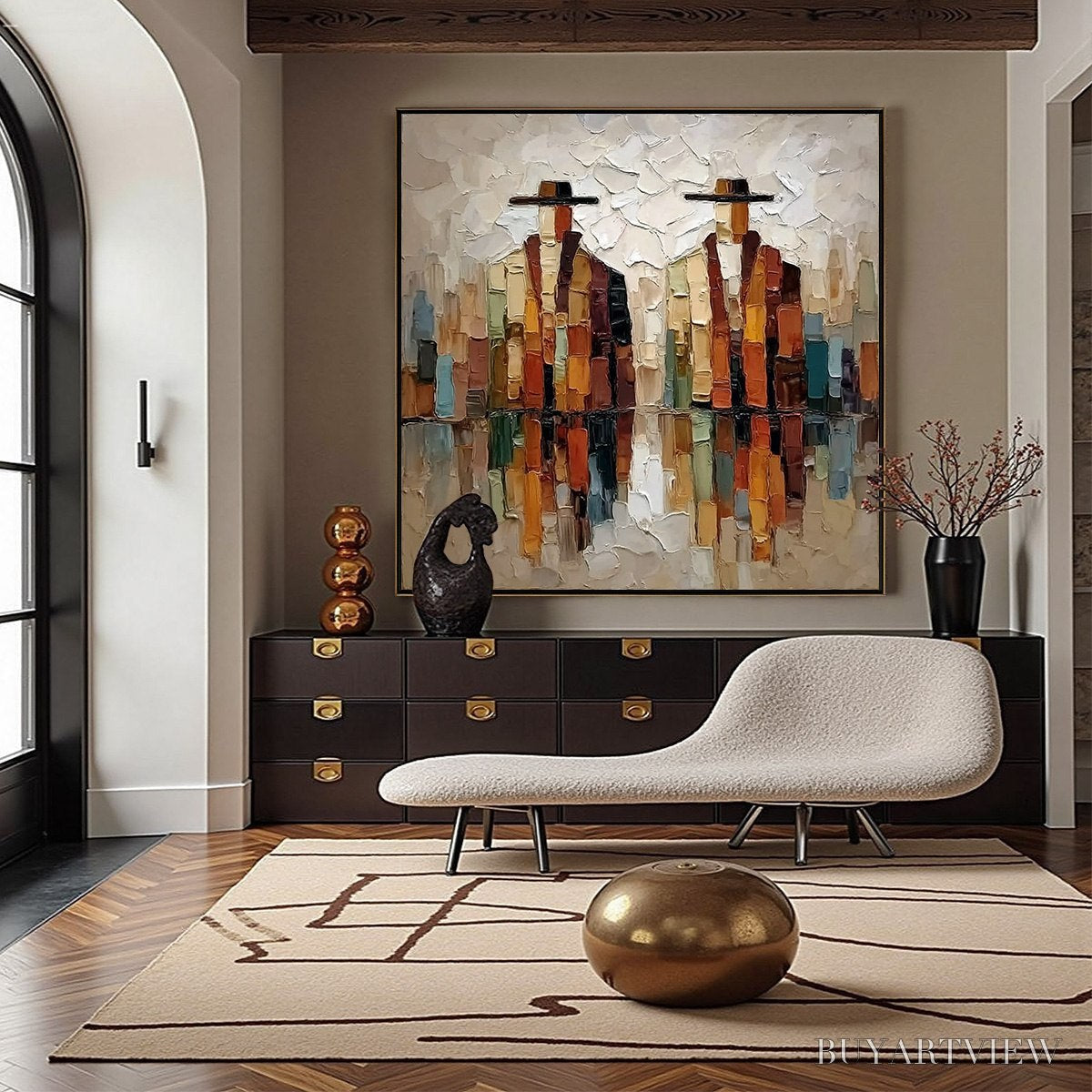 BUYARTVIEW the Companions – Textured Abstract Figurative Impasto Painting - image 4
