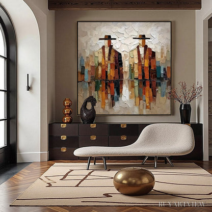 BUYARTVIEW the Companions – Textured Abstract Figurative Impasto Painting - image 4