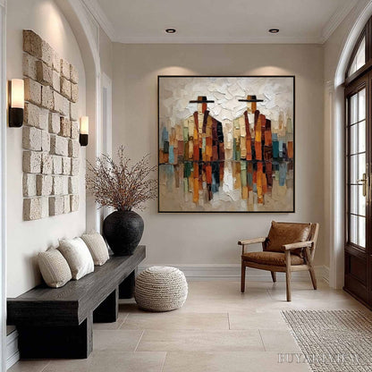 BUYARTVIEW the Companions – Textured Abstract Figurative Impasto Painting - image 6